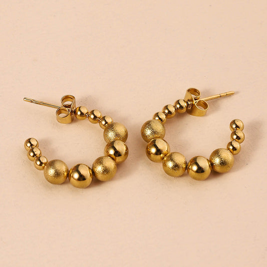 3 Pairs - Geometric Round Earrings - Golden (Unit Price - 51)