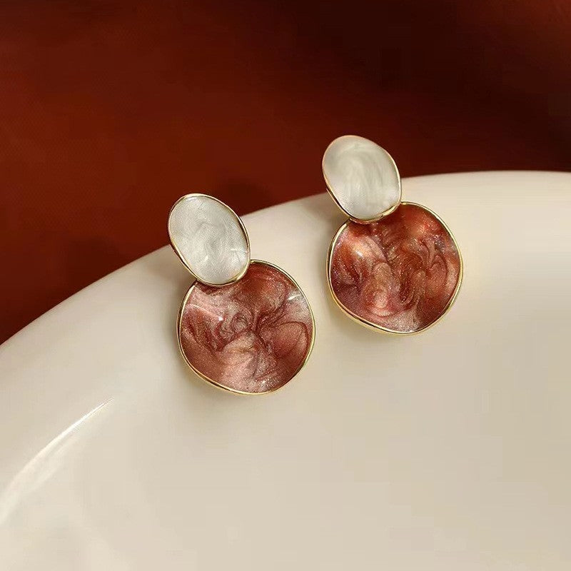 6 Pairs - Unique Irregular Color-Blocking Enamel Geometric Stud Earrings (Mix Color) (1 Pair Price - 27)