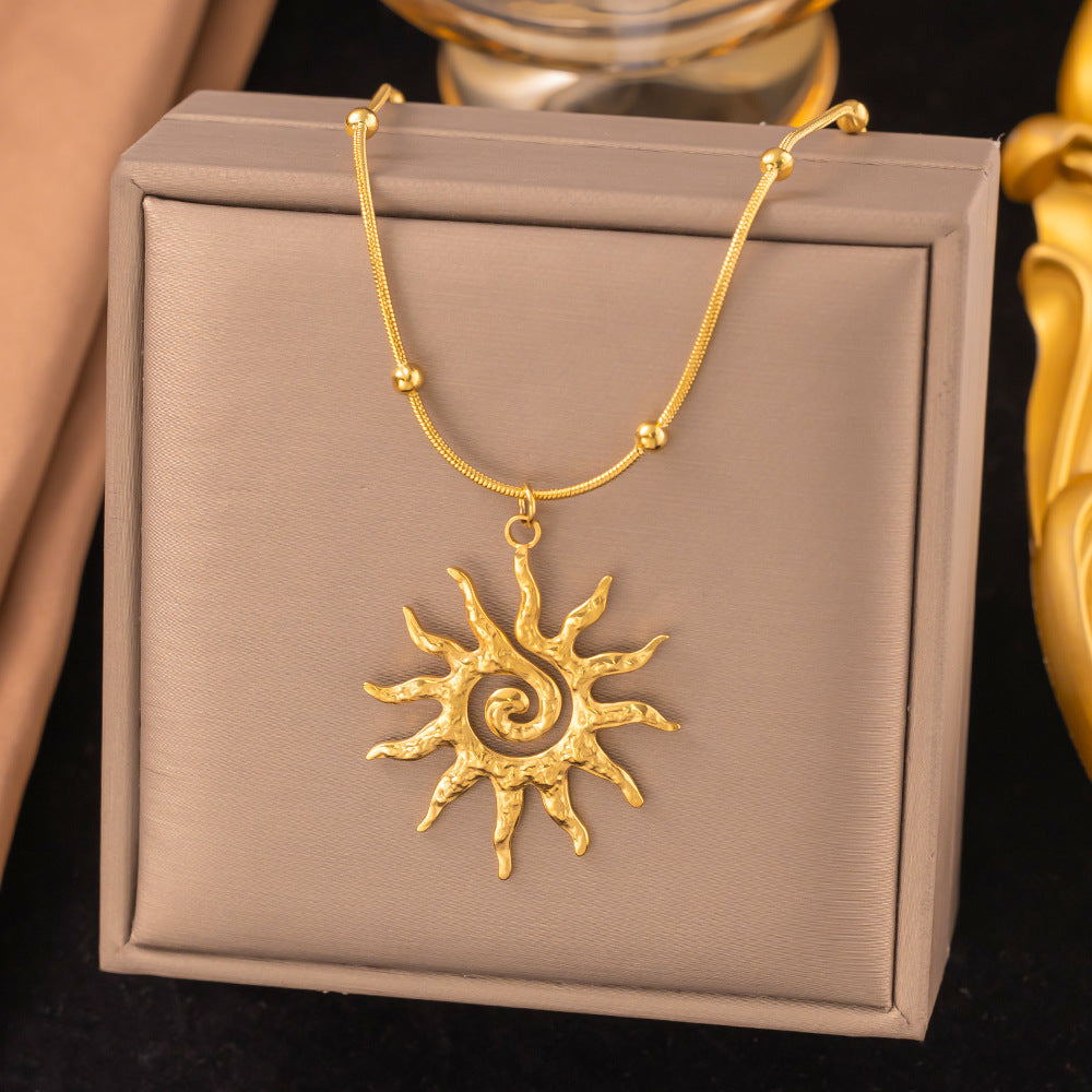 3 Pc - Anti Tarnish Vortex sun necklace gold (1 Pc Price - 92)