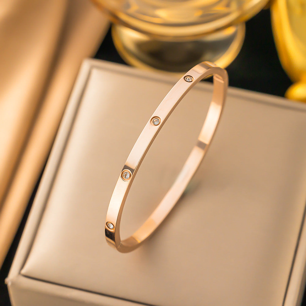 3 Pc - Anti Tarnish Solitaire bracelet rose gold (1 Pc Price - 113)