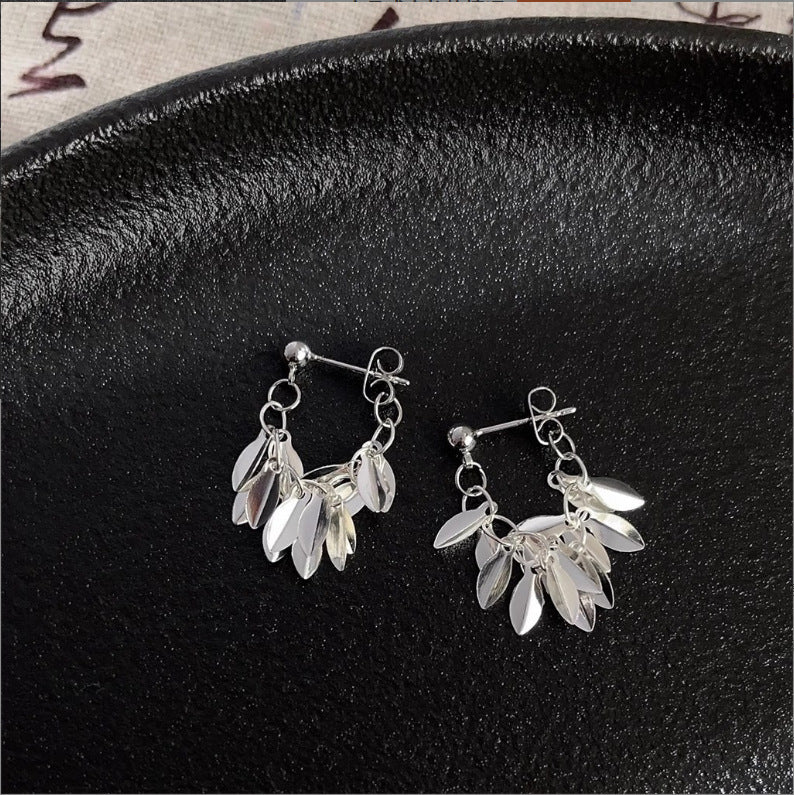 6 Pairs - Exquisite Wheat Ears Silver Tassel Leaf Earrings (1 Pair Price - 32)