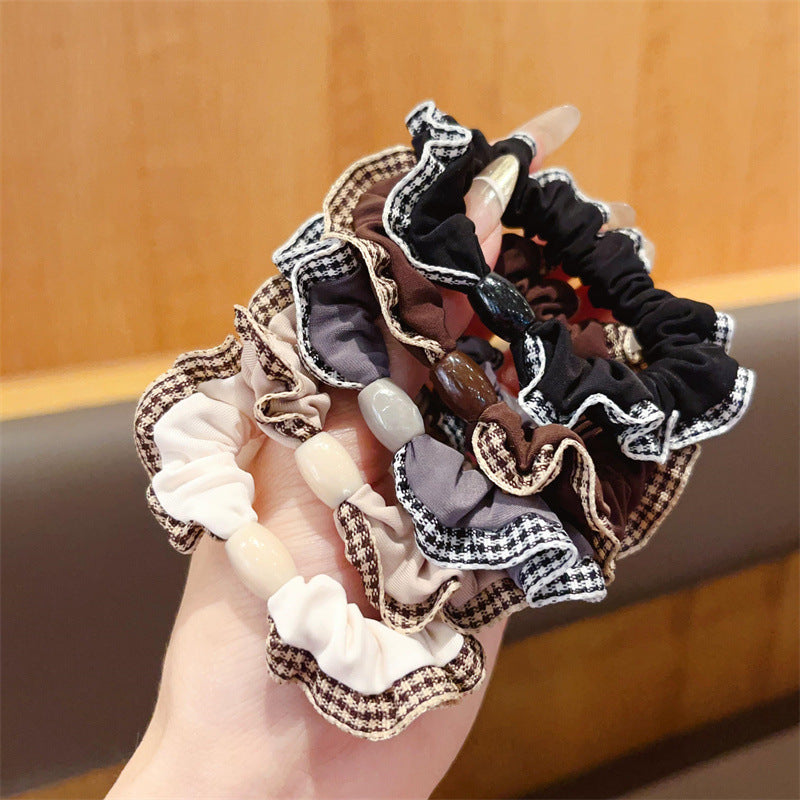 10 Pc - Japanese Korean Lace Hair Band Women's Ball Head Rubber Band (Mix Color OPP bag) (Unit Price 7)