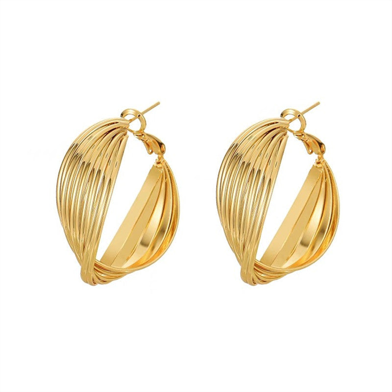6 Set - Twisted earrings - Golden (Unit price 30)