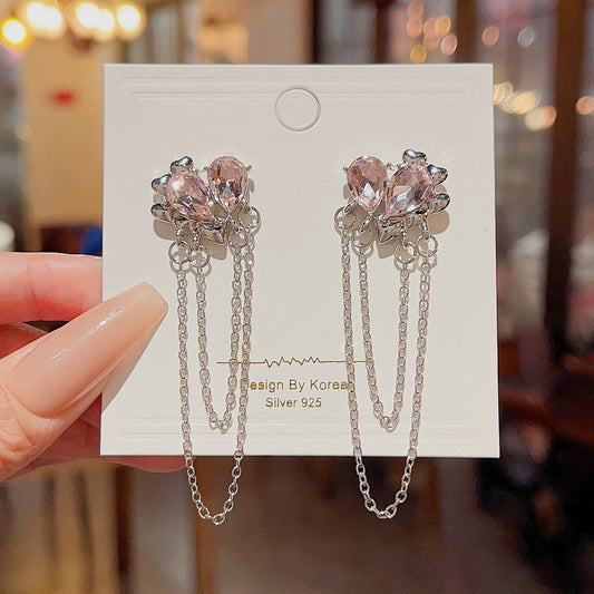 6 Set - Sweet teardrop chain tassel earring (Unit price 37)