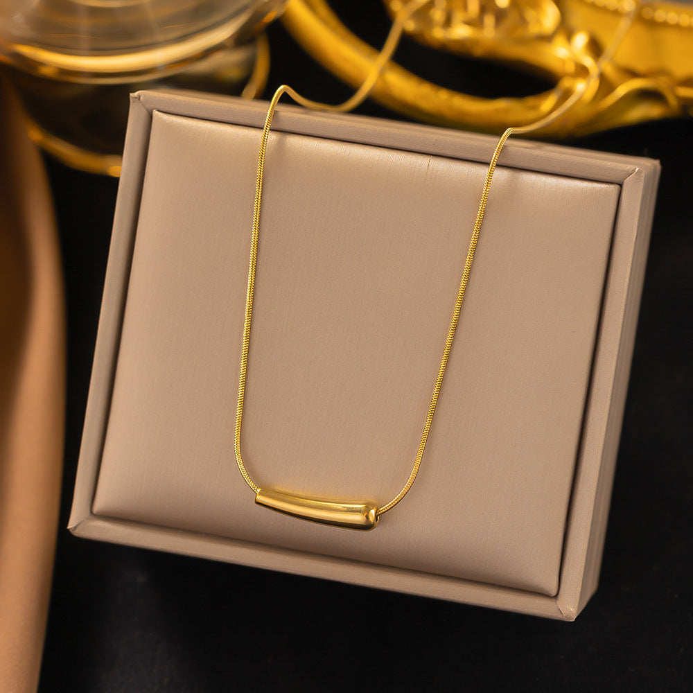 3 Pc - Anti Tarnish Small eggplant necklace - Gold (1 Pc Price - 72)