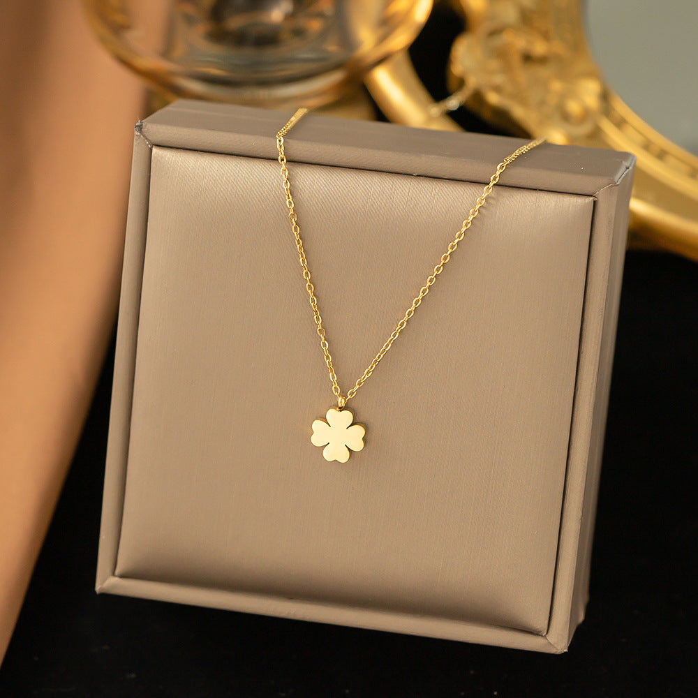 3 Set - Anti Tarnish Four-leaf clover earring and necklace set gold (1 Set Price - 96)