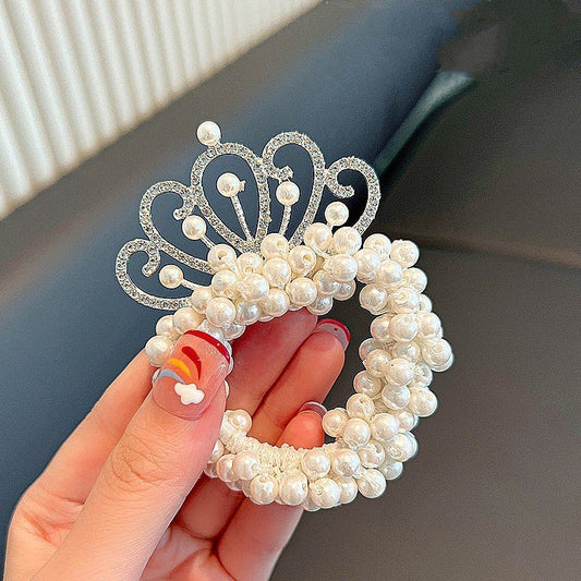 Pearl Crown Hair Tie Princess Rubber Band