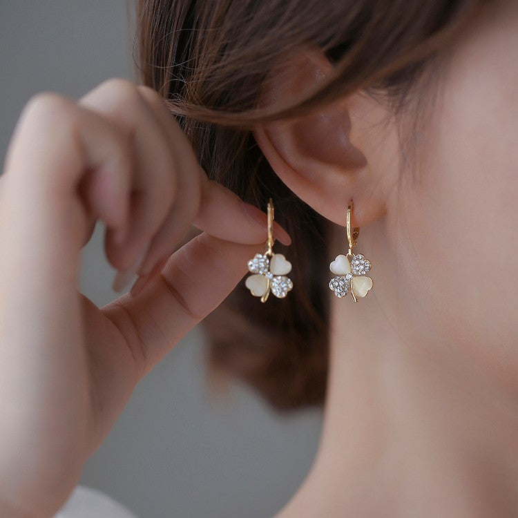 6 Pairs - South Korea New Four-leaf Flower Earrings (Mix Color) (1 Pair Price - 27)