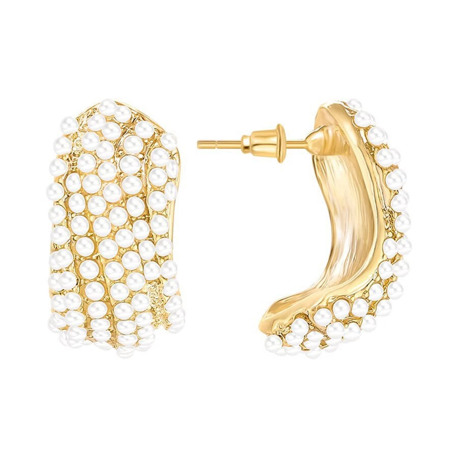 6 Set - Simple wavy pattern S millet pearl earrings (Unit price 38)