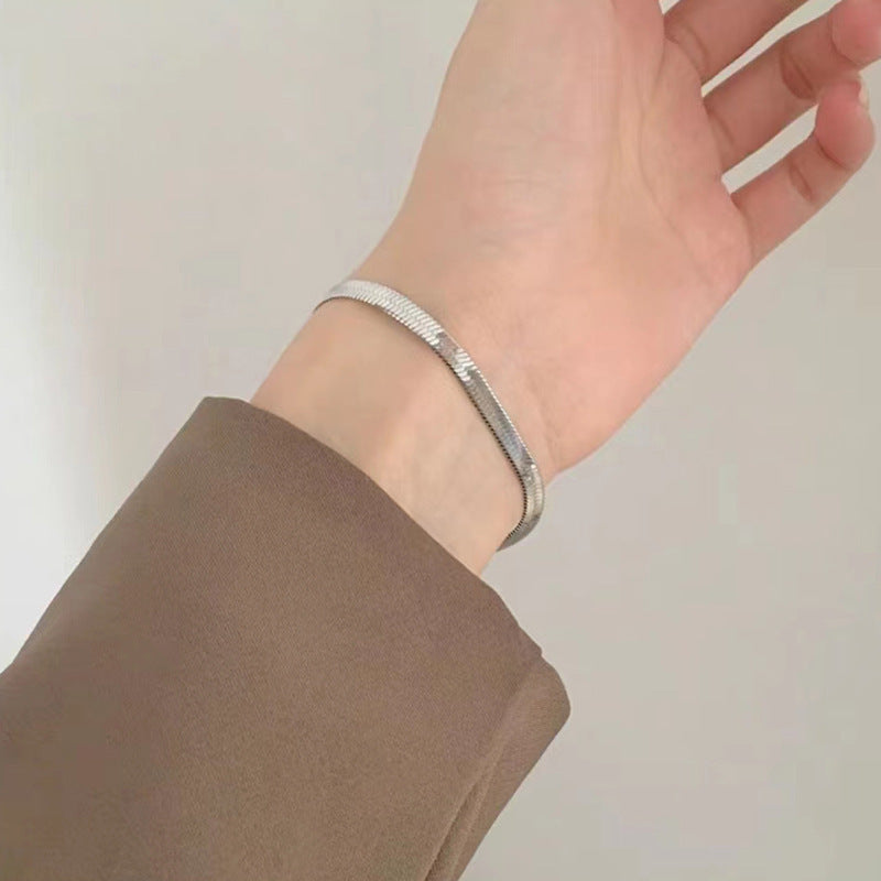 3 Pc - Anti Tarnish 4mm blade chain bracelet Silver (1 Pc Price - 35)