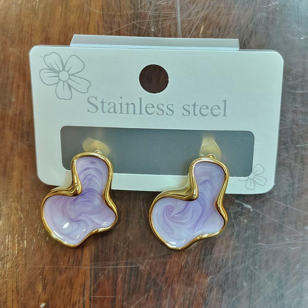 6 Pairs - Retro French Geometric Cloud Earrings (Mix Color)  (1 Pair Price - 13)