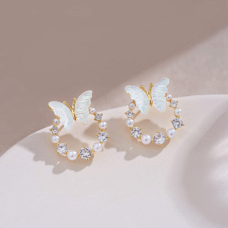 6 Pairs - Korean Circle Butterfly Earrings (1 Pair Price - 34)