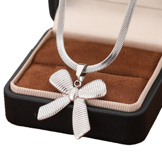 3 Pc - Silver Bow Necklace (Unit Price - 101)