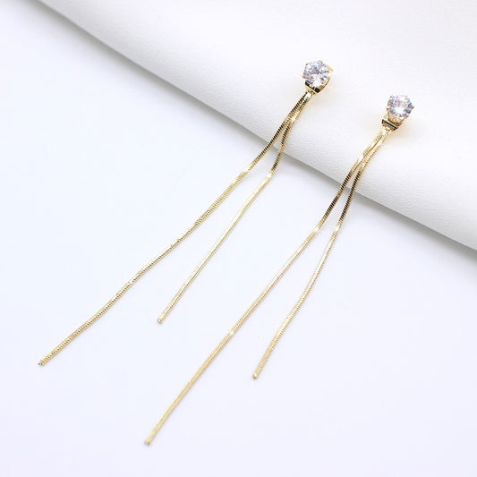 6 Pc - Hot selling long tassel earrings - Golden (Unit Price - 27)