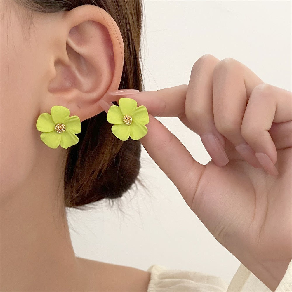 6 Pairs - New Style Fresh Flower Ear Studs (Mix Color) (1 Pair Price - 28)
