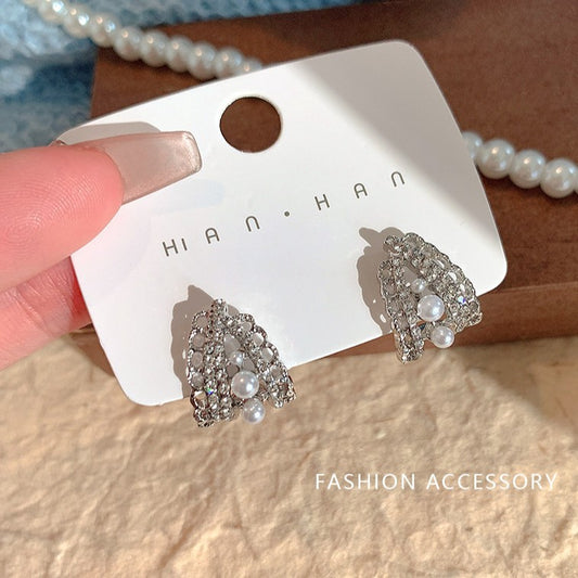 6 Pairs - Simple Cat's Eye Stone Ruyi Earrings - Silver (1 Pair Price - 28)