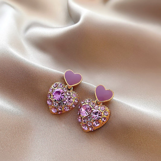 6 Set - Purple heart earrings (Unit price 34)