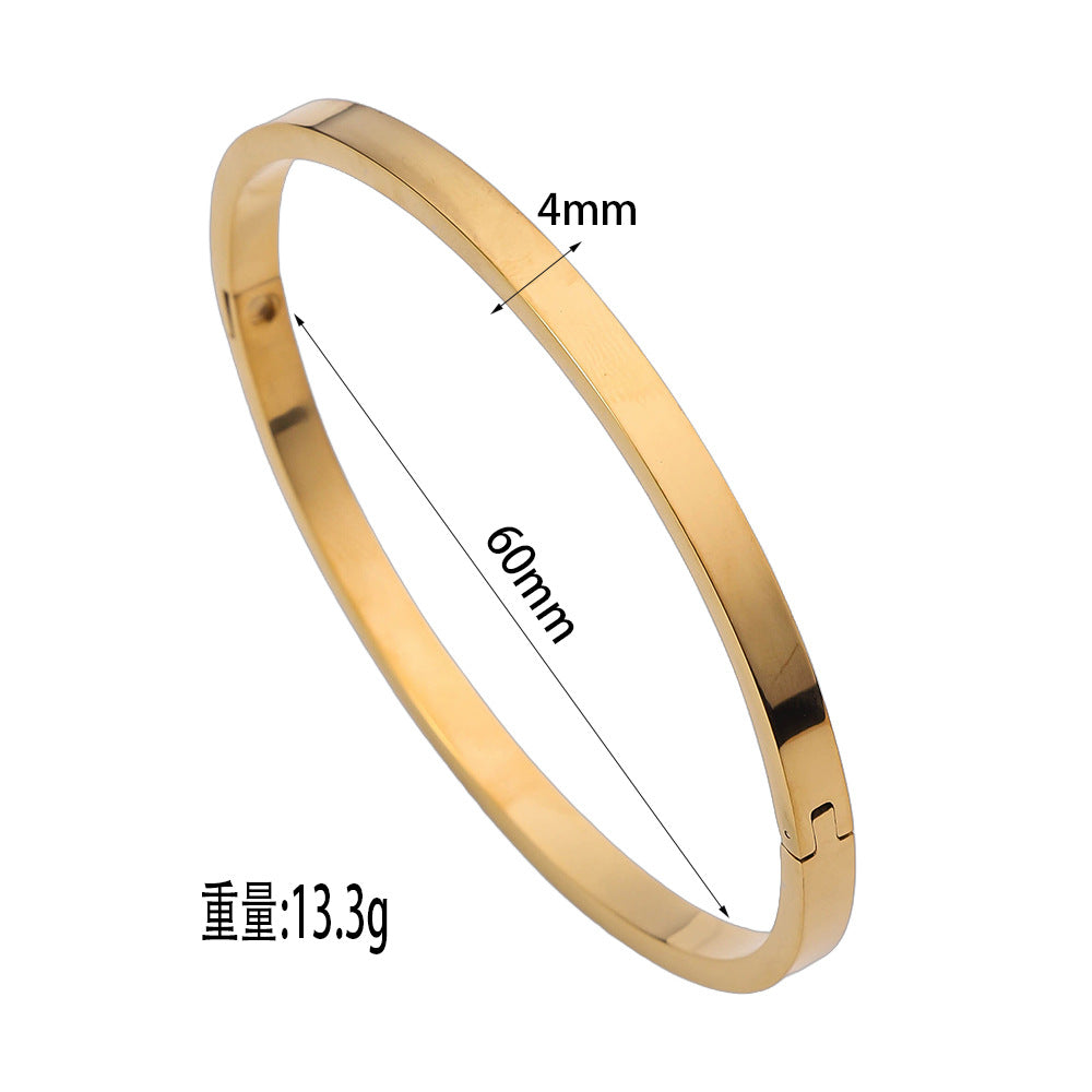 3 Pc - Open Buckle Stainless Steel Bracelet - Golden (Unit Price - 102)