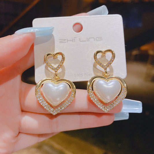 6 Set - Mermaid pearl heart earrings (Unit price 37)
