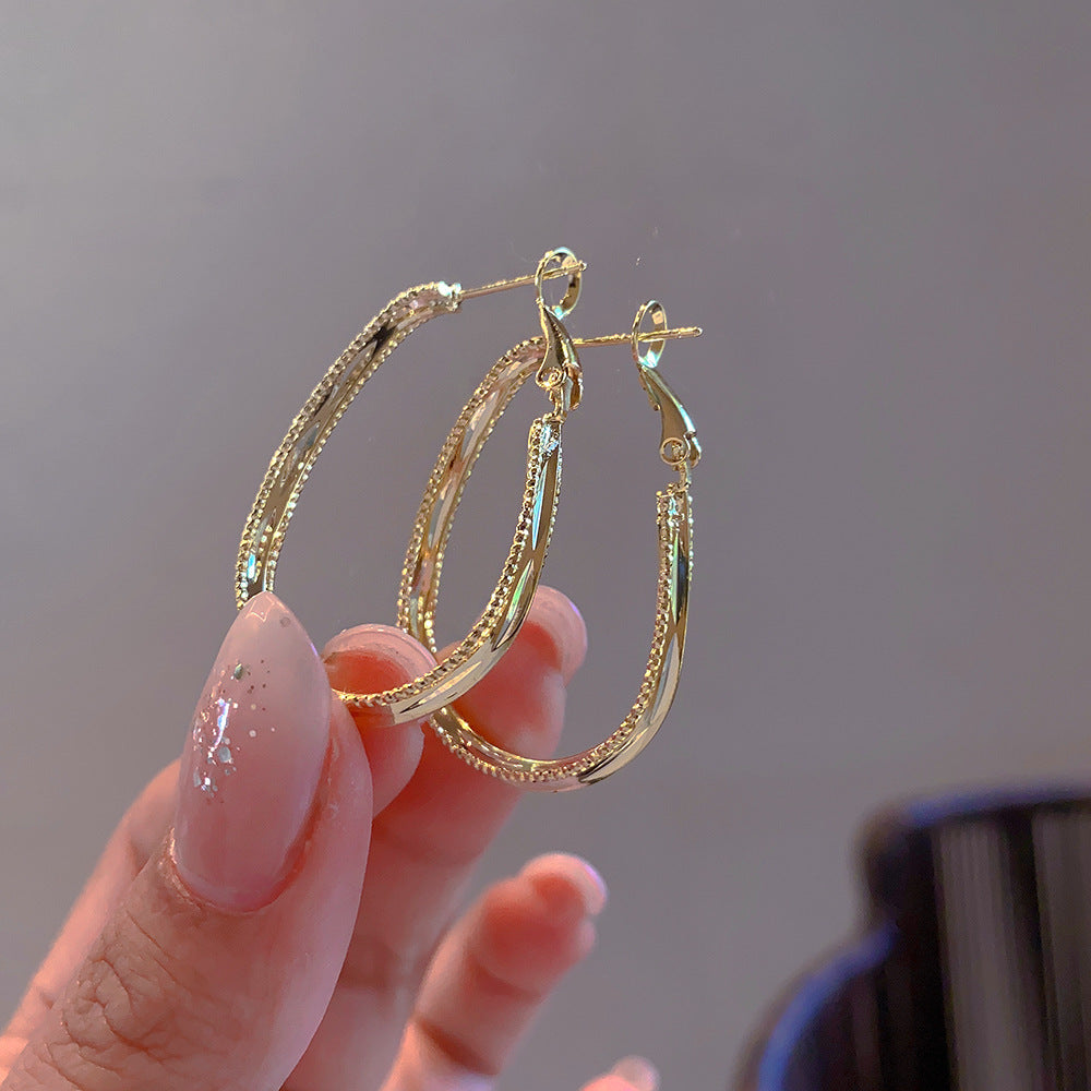 6 Pairs - Unique Geometric Texture Hoop Earrings - Golden (1 Pair Price - 37)