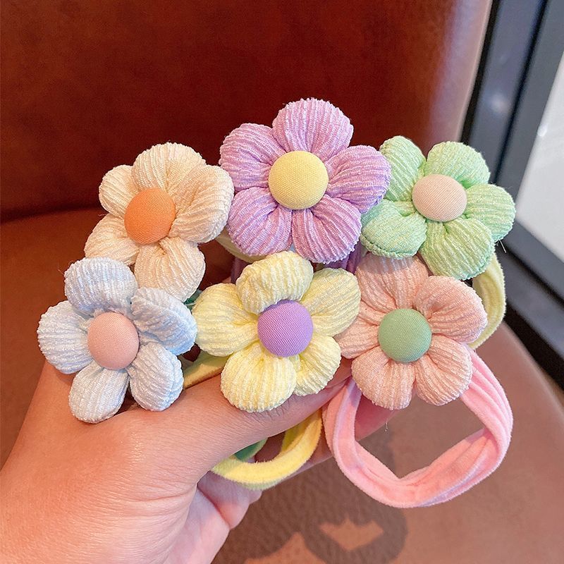 3 Set - Towel Flower ring children's hair rope (Set of 6) (1 Set Price - 16)