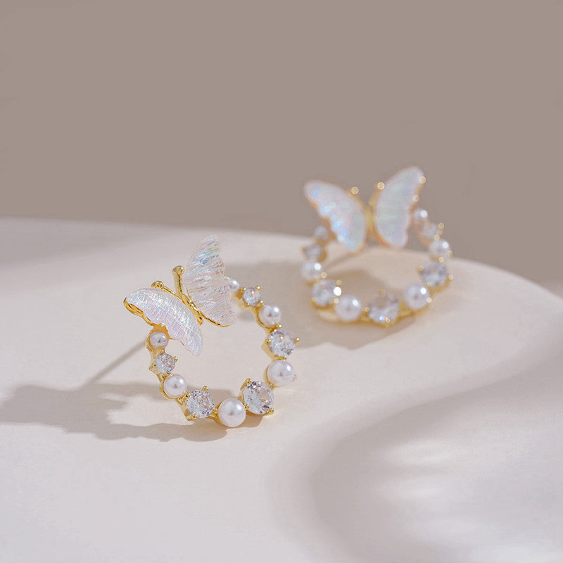 6 Pairs - Korean Circle Butterfly Earrings (1 Pair Price - 34)