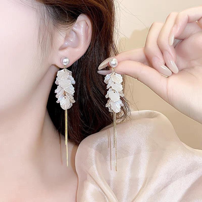 6 Pairs - French-Style Elegant Romantic Petal Tassel Earrings for Women (1 Pair Price - 46)