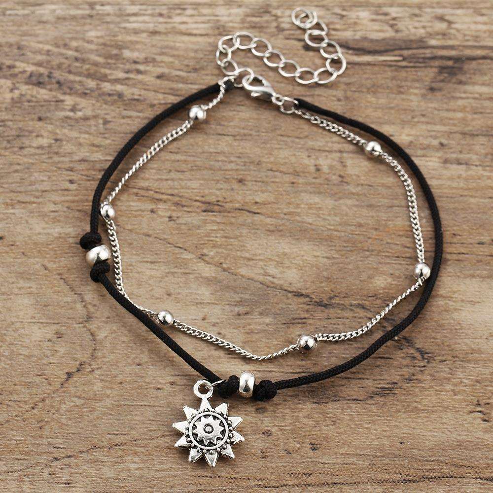 12 Pc - Double-layer Sunflower Anklet (Unit Price - 27)