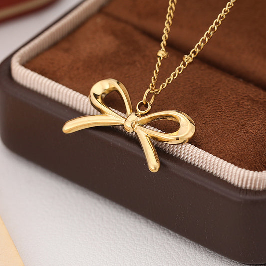 3 Pc - Bow tie Necklace - Golden (Unit Price - 82)