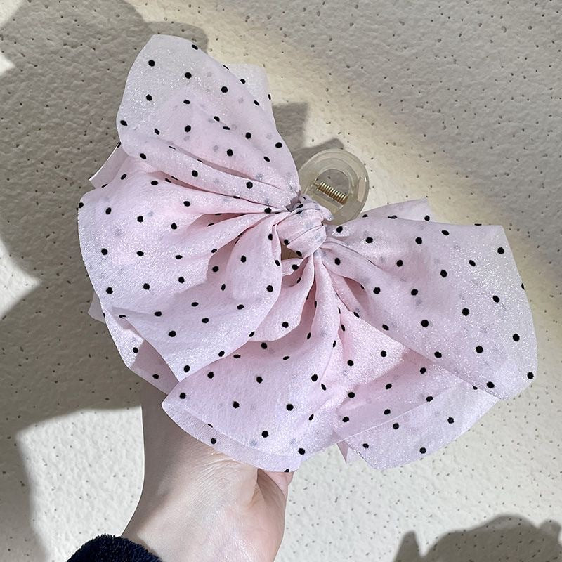 6 Pc - Polka Dot Mesh Large Claw Clip (Mix Color) (Unit Price - 59)