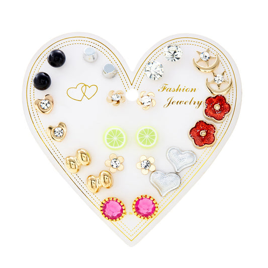 New monthly 12 pairs card-mounted earrings set - D17