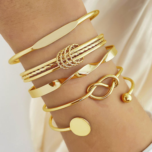 6 Set - 5 piece set Style1 Bracelet - Golden (1 Set Price - 64)