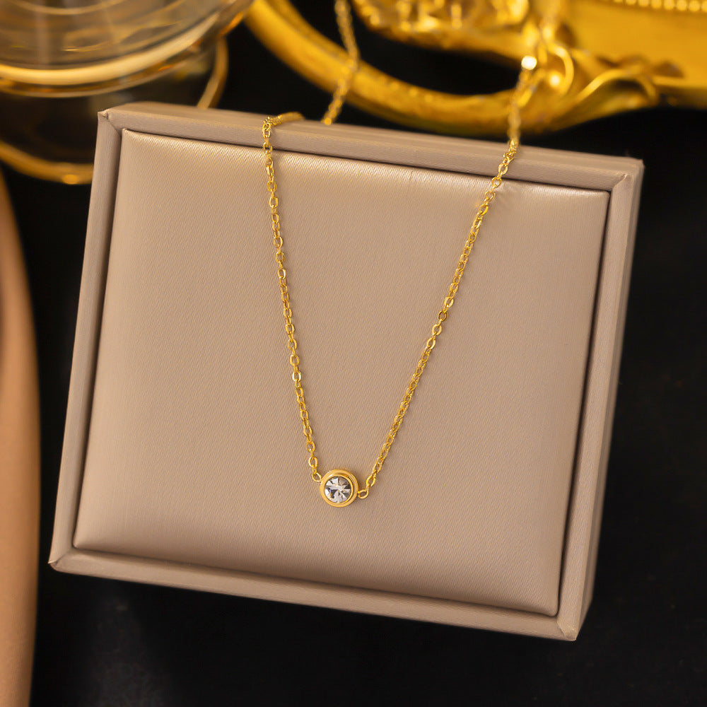 3 Pc - Anti Tarnish Solitaire diamond necklace gold (1 Pc Price - 55)