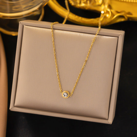 3 Pc - Anti Tarnish Solitaire diamond necklace gold (1 Pc Price - 55)