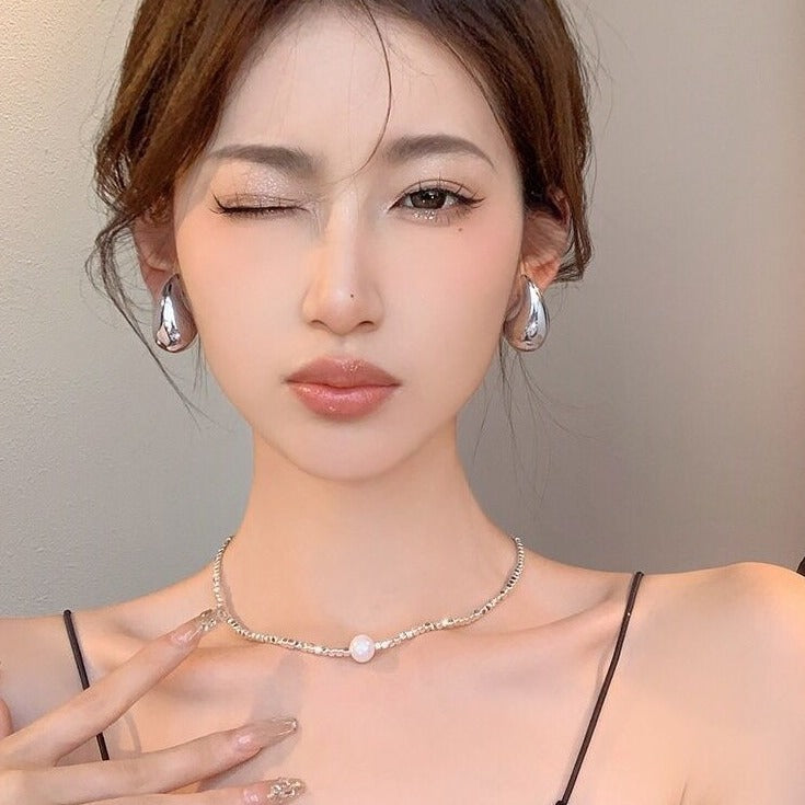 6 Pairs - Hollow Drop Earrings - Silver (1 Pair Price - 18)