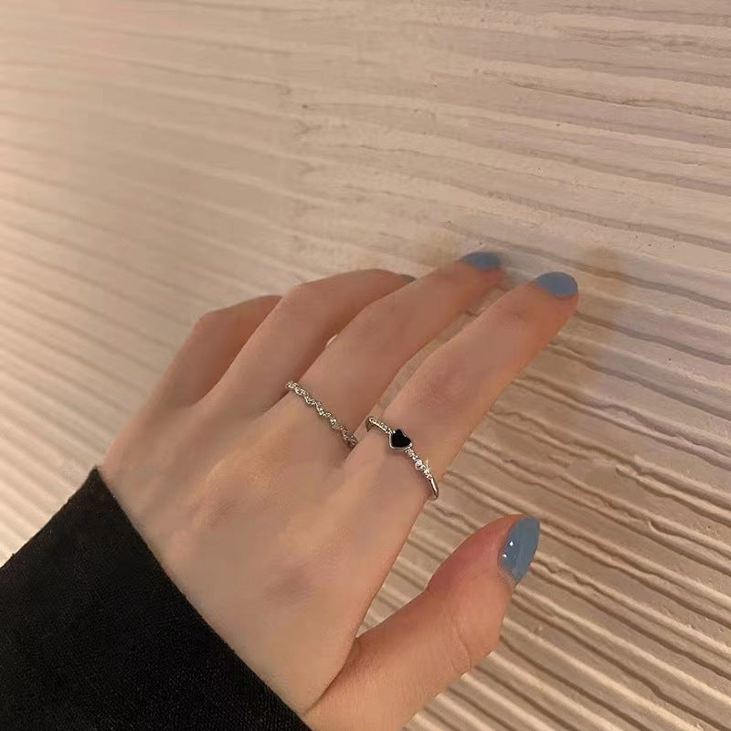 6 Set - Black love oil drop ring (Unit price 15)