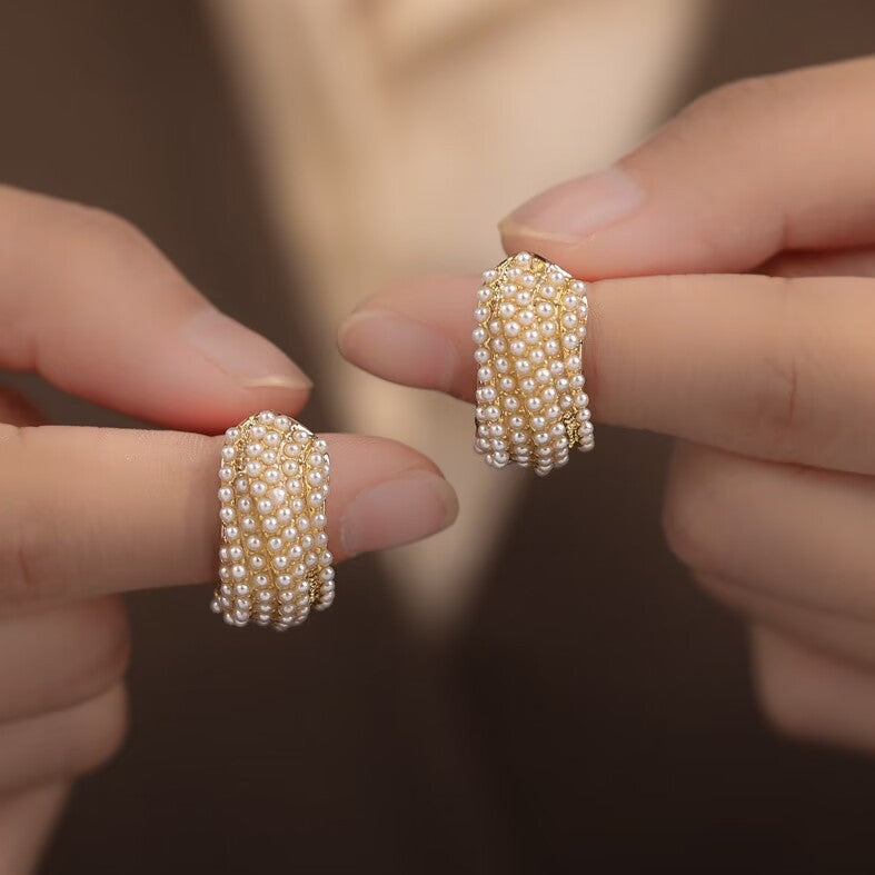 6 Set - Simple wavy pattern S millet pearl earrings (Unit price 38)