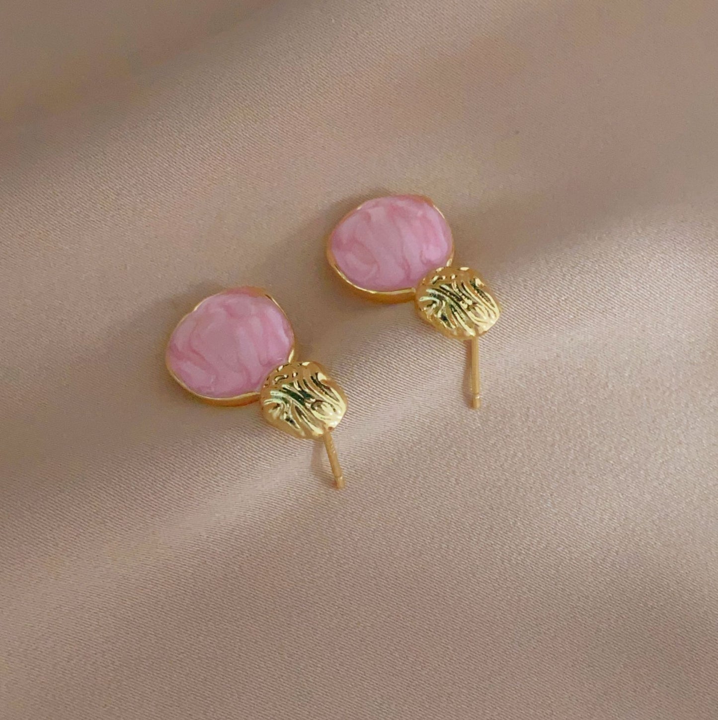 6 Pairs - Super Fairy Pink Geometric Retro Hong Kong Style Earrings (1 Pair Price - 25)