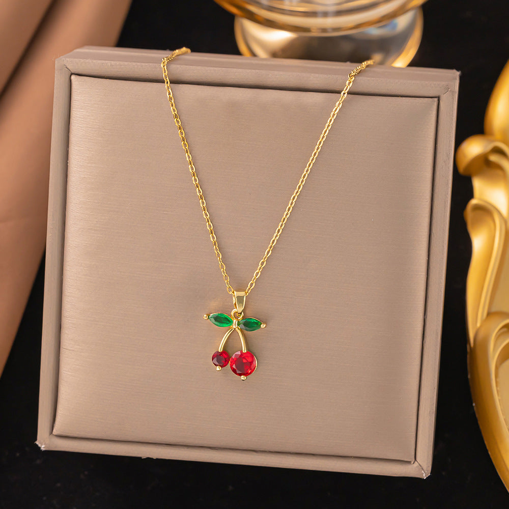 3 Pc - Anti Tarnish Big and small cherry necklace (1 Pc Price - 72)