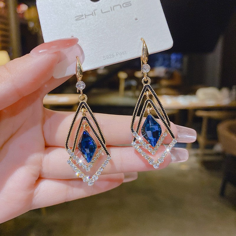 6 Pairs - Celebrity Geometric Double-Layer Rhombus Earrings (Mix Color) (1 Pair Price - 53)