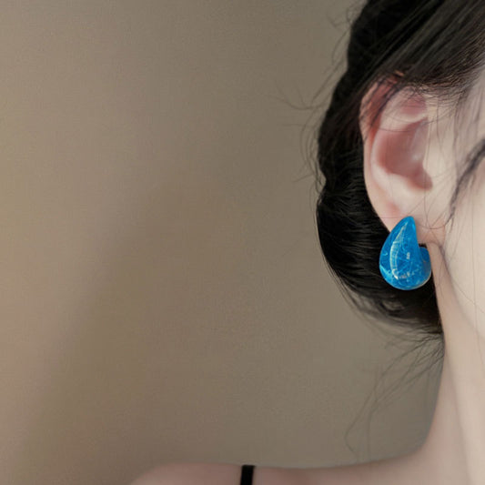 6 Set - Sea salt ice blue acrylic water drop earrings (1 Set price - 20)