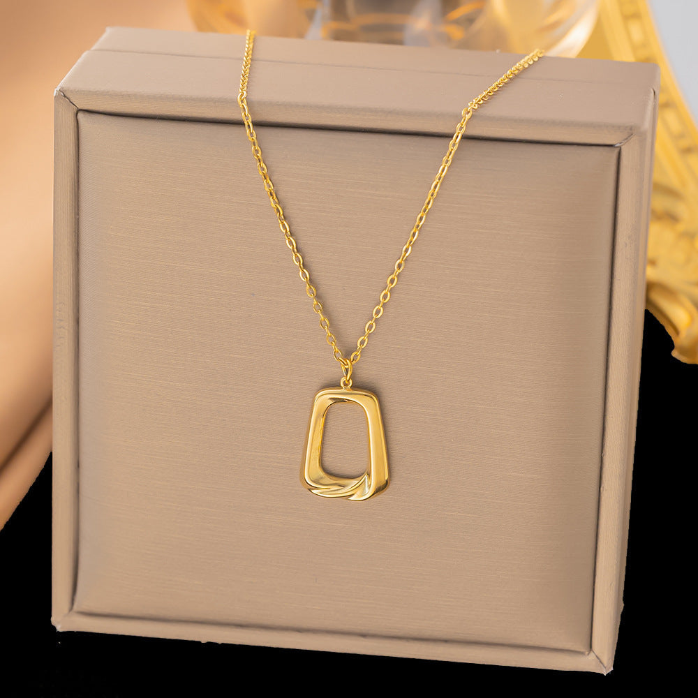3 Set - Anti Tarnish Geometric trapezoid earring necklace set gold (1 Set Price - 148)
