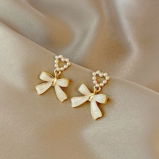 6 Set - Bowknot oil drop earrings (Mix color) (Unit price 30)