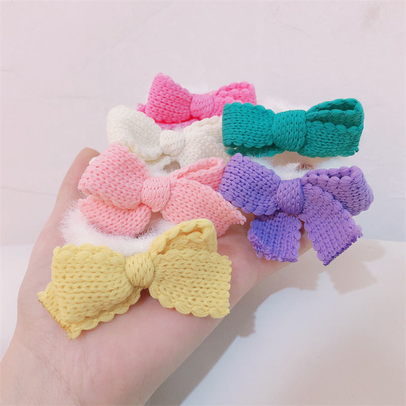 10 Pc - Colorful Bow Plush Hair Rope Rubberband opp packing (1 Pc Price - 10)