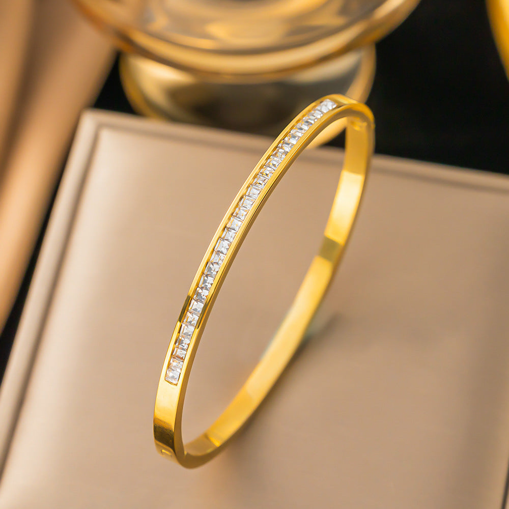 3 Pc - Anti Tarnish Square diamond bracelet gold (1 Pc Price - 129)