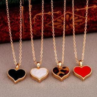 6 Pc - Heart necklace - randon color (Unit Price - 10)