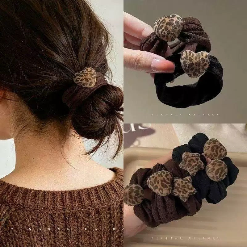 10 Pc - Leopard Print Hair Band for Bun Hairstyles opp packing (1 Pc Price - 8)