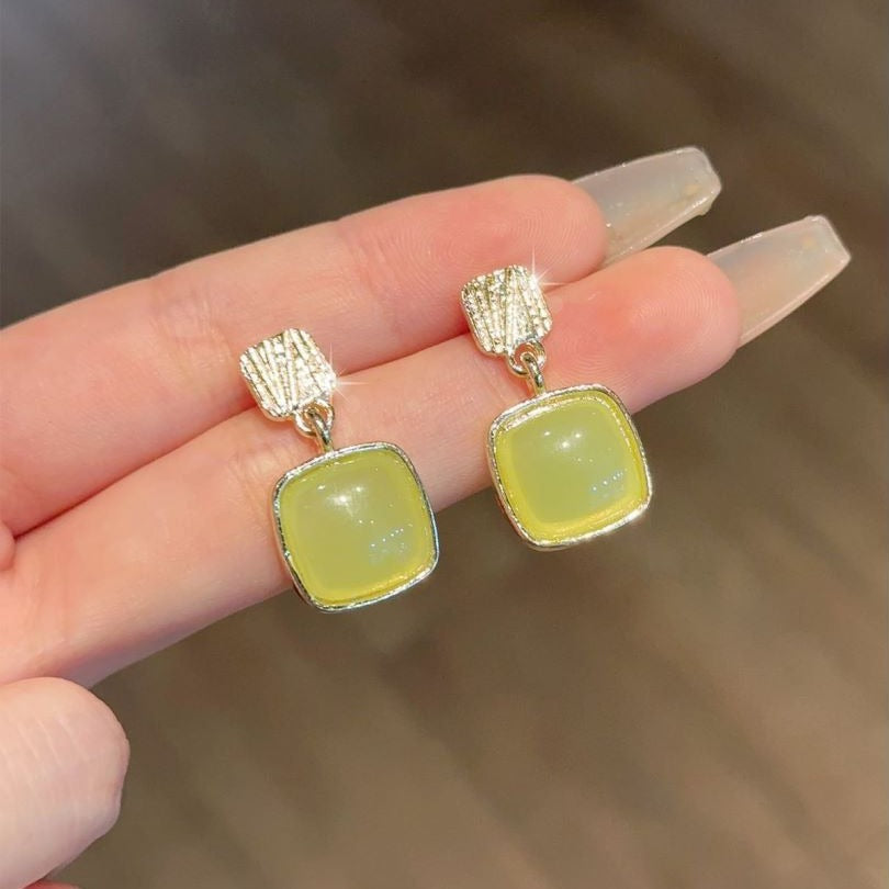 6 Pairs - New Square Earrings - Green (1 Pair Price - 26)