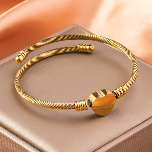 3 Pc - Titanium steel love bracelet - Golden (Unit Price - 123)
