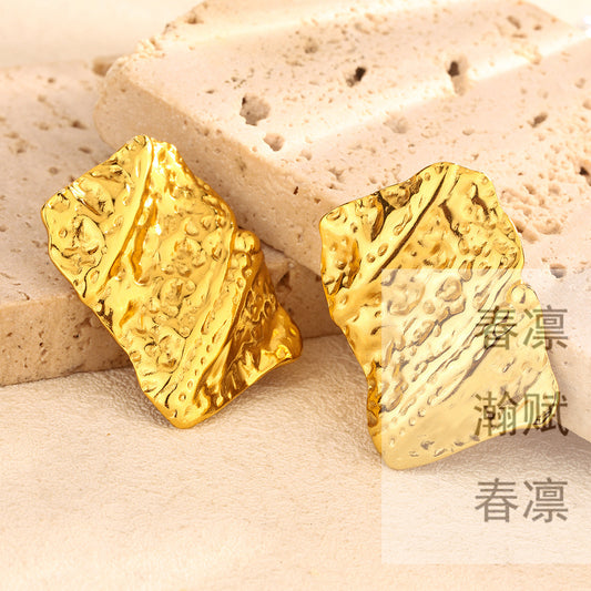 3 Set - Anti Tarnish Irregular geometric square earring (Unit Price - 51)